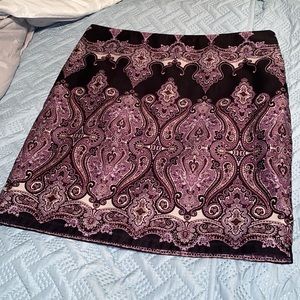 INC International Concepts lined mid length skirt black purple women’s size 10